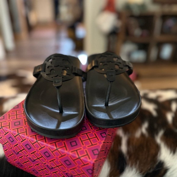 Tory Burch Black Logo Sandals
